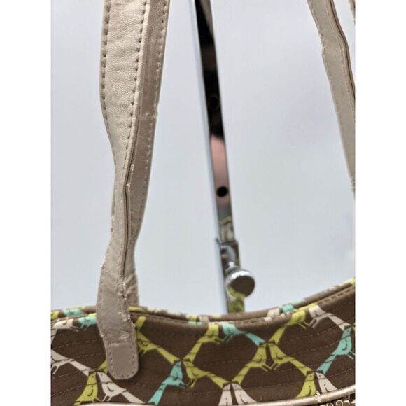 Vera Bradley Ruffled Tote Bag and wallet With Bird Print Brown/Green/Yellow 14" - Picture 4 of 10
